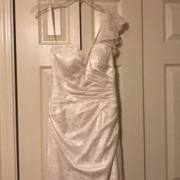 One Shoulder Designer Wedding Dress with Slit - Picture 6 of 6